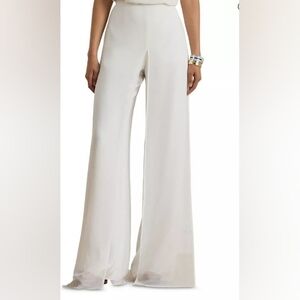 NWT Chiffon Trim Wide Leg White Pants Womens